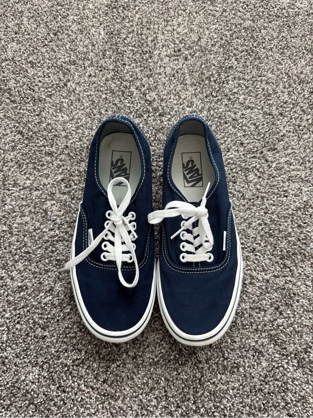 Vans Navy Blue Canvas Low-Top Sneakers with White Laces